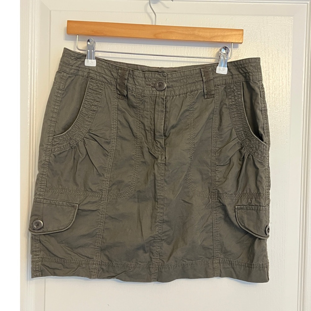 Willi Smith Cargo Mini Skirt Olive Green 100% Cotton Y2K Gorpcore Utility Large